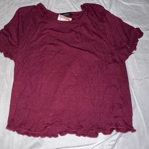 ambiance maroon fairly cropped ruffle shirt
